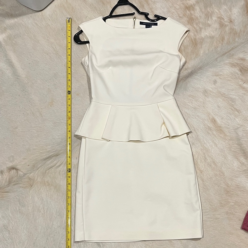 French Connection Cream Peplum Mini Dress
